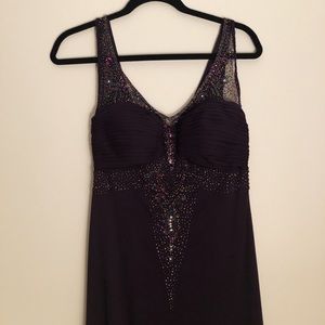 XScape Purple Beaded Gown